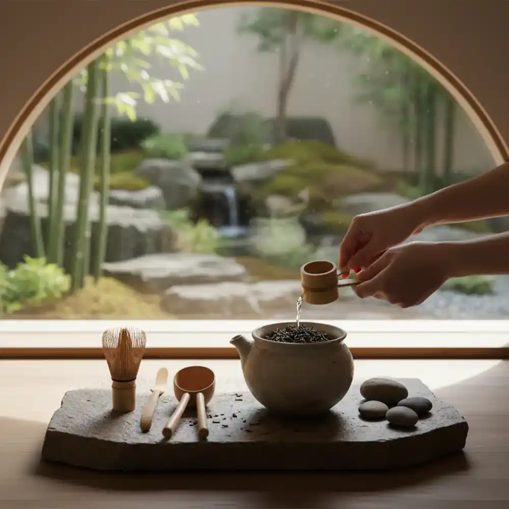 Brewing tea with natural tools