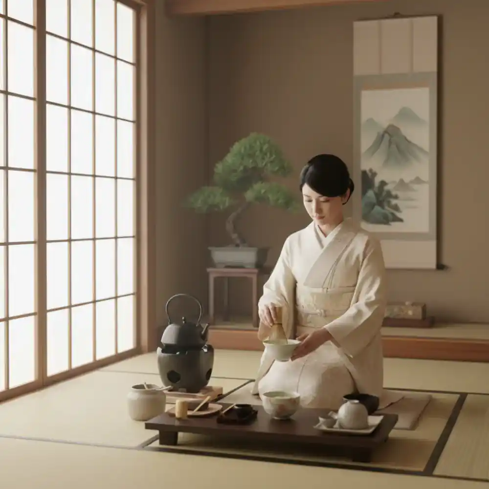 A peaceful tea ceremony setting