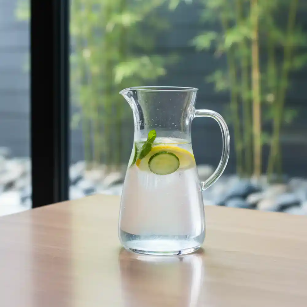 Clear glass serving pitcher