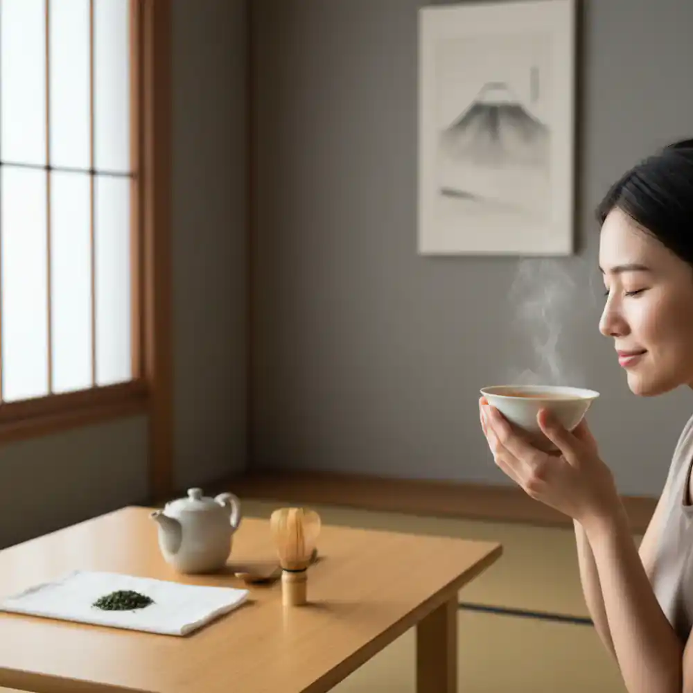 Tasting freshly brewed tea